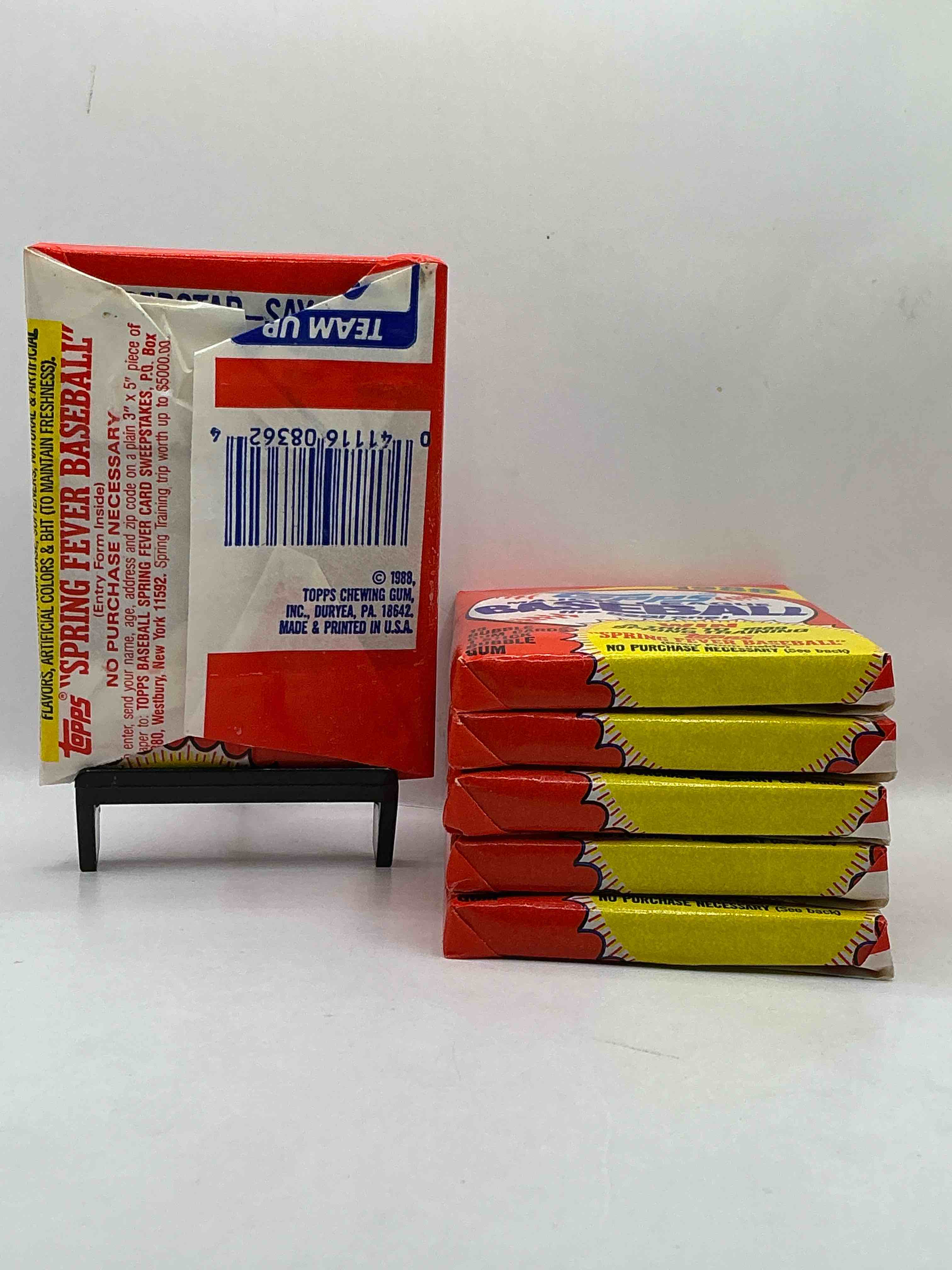 Condition photo showing New/Like New for 80's baseball fan's rejoice! 1988 topps baseball unopened wax packs full of collectible trading cards! search for valuable don mattingly "world of baseball" & nolan ryan cards worth hundreds in perfect condition!
