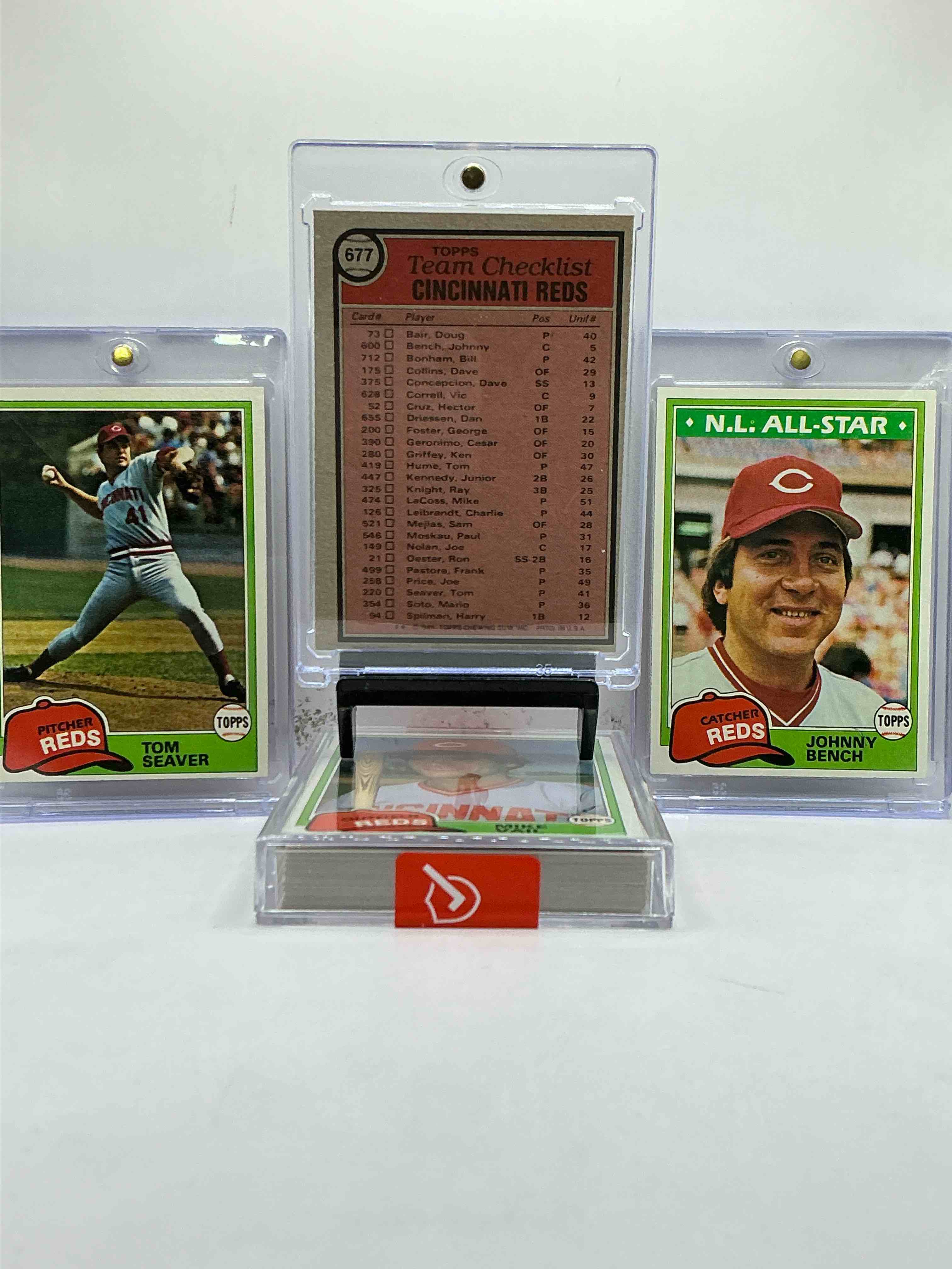 Condition photo showing New/Like New for johnny bench 1981 topps, tom seaver & more! reds 32 cards! cincinnati reds team cards, all star cards & more! reds insanity!