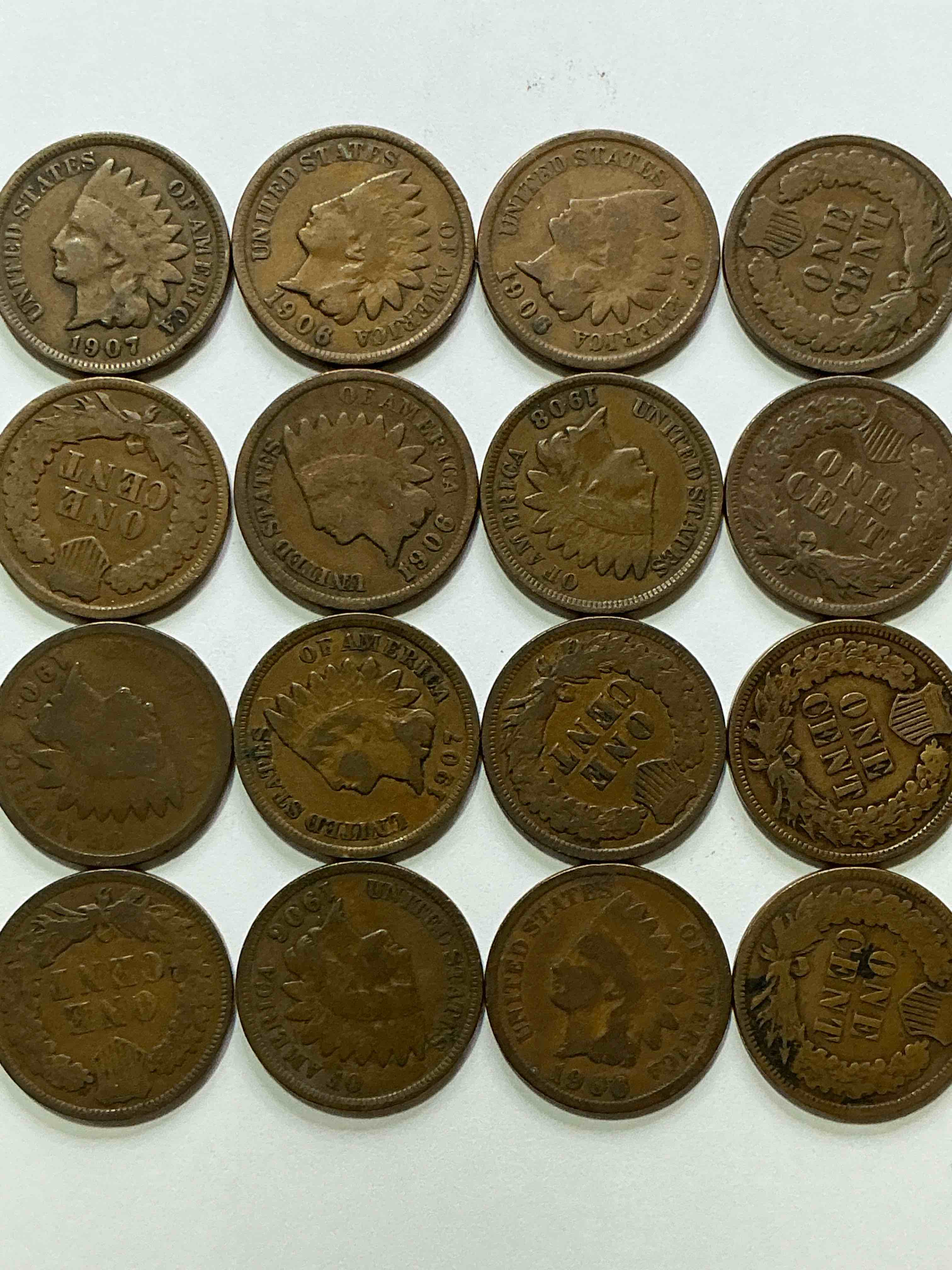 Condition photo showing Good Condition for indian head pennies! these gorgeous u.s. pennies were minted from 1859-1909 & have become serious collector items! the "indian head" design is actually a representation of lady liberty wearing an indian headdress. here are beautiful, well-kept examples representing many different mint years! great for collecting, investing & learning history, & rare with visible dates!