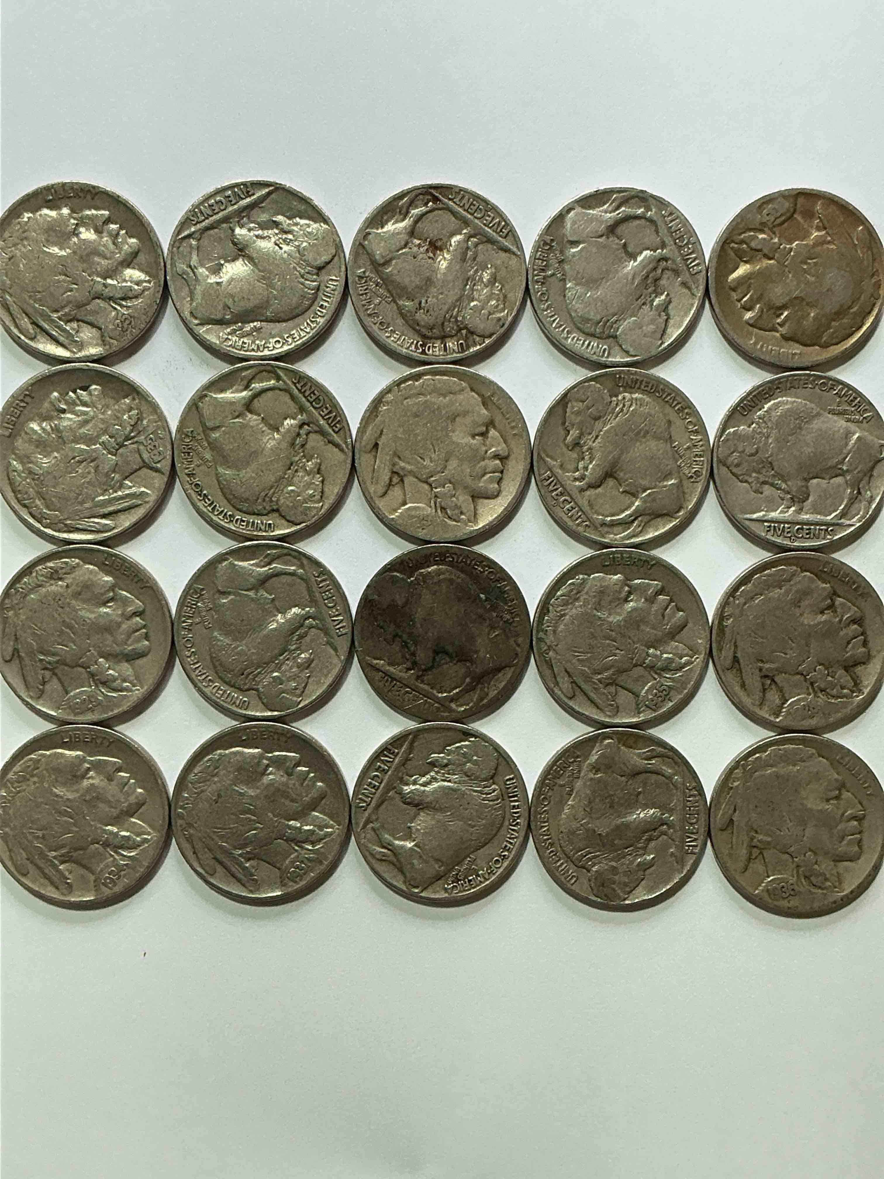 Historic Buffalo Nickels! Indian Head Buffalo Nickels Were Minted From 1913 To 1938 & Have Become A Favorite For Coin Collectors Around The World! Own Pieces Of American History With These Cool Indian Head Buffalo Nickels In Circulated Condition, Most With Visible Dates Which Is Very Rare For Buffalo Nickels!