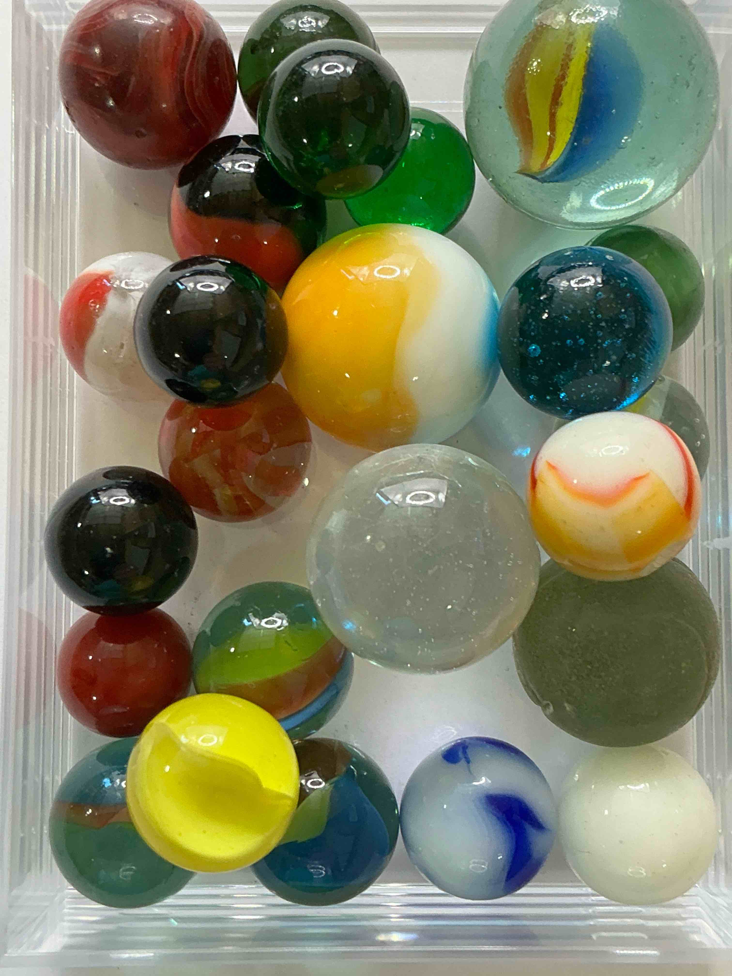 antique glass marbles! genuine stunning marbles lot, all marbles made between the years 1925-1965 & made with uranium! many are great depression era & even earlier! gorgeous, authentic pieces of history!  