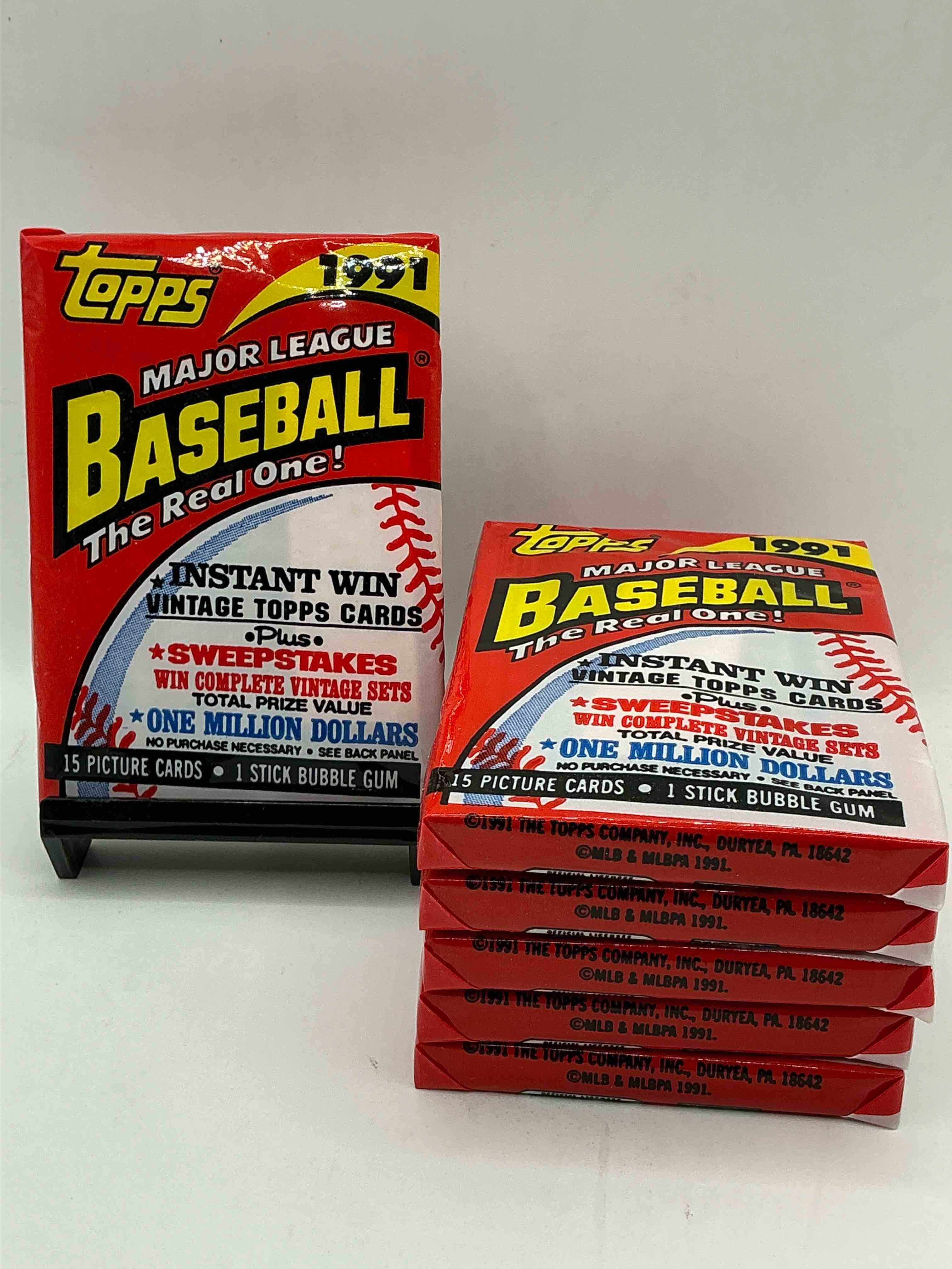 1991 topps baseball card unopened packs, straight from box! search for ken griffey jr cards, bo jackson cards & other 80s & 90s stars! perfect baseball packs!