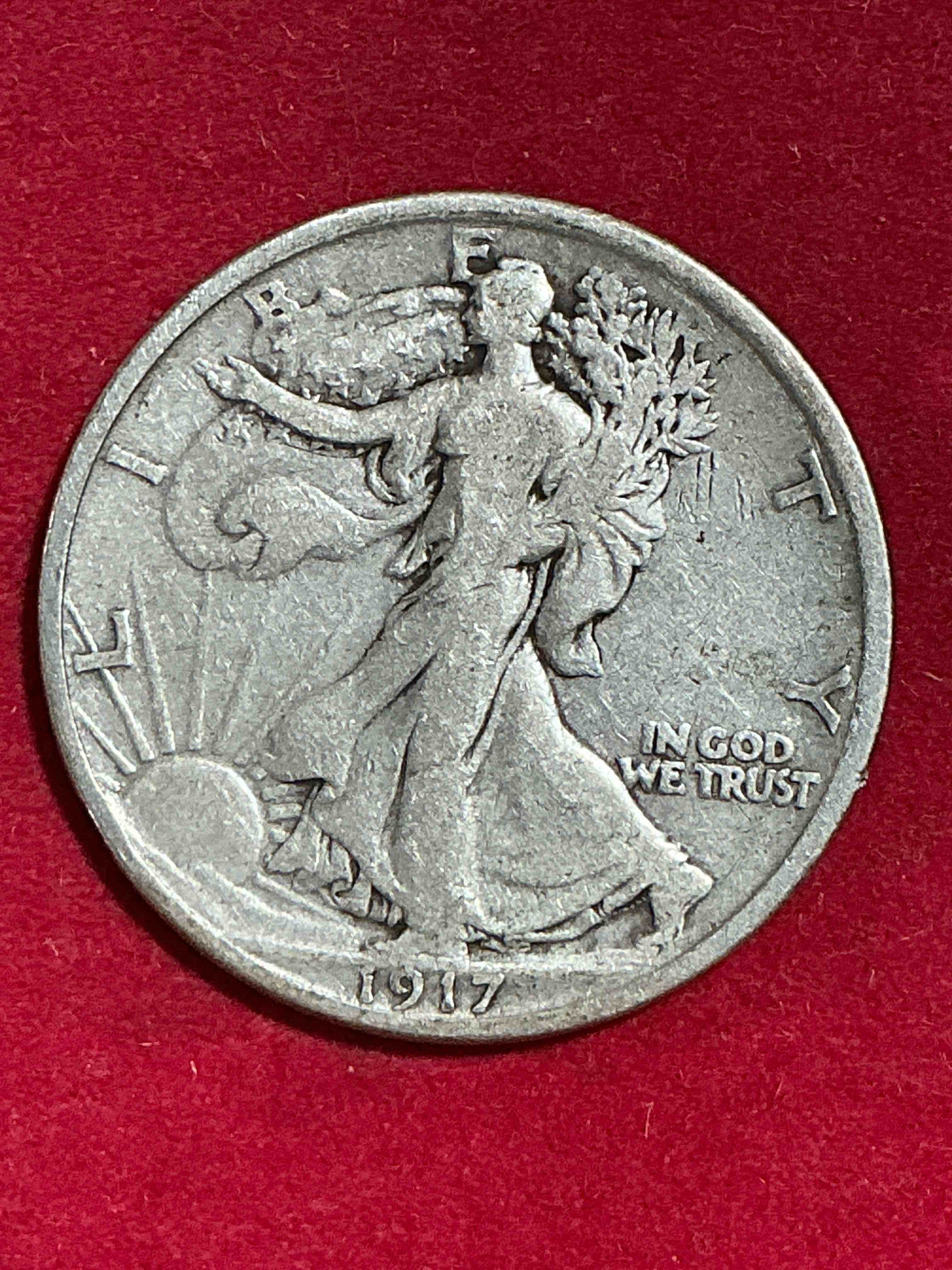Early 1900’s Silver! Antique U.S. Silver! Liberty Walking Silver Half Dollar! These Striking Half Dollars Were Minted From 1916-1947 & Have Become Some Of The Most Collectible Coins In History! Here Is A Striking, Appears Uncirculated, Examples From 1917! Liberty Walking Coins Are 90% Fine U.S. Silver, A Great Investment In Precious Metal!