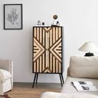 MAHISHA tall accent cabinet with reclaimed wood doors