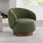 Hadriel Small swivel chair full assembly Boucher upholstered fabric green