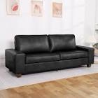 89" poster, vegan leather sofa with wide square arms and storage color black