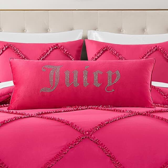 Juicy Couture Silver Rhinestone Decorative Pillow - Premium Throw Pillow - Living Room and Bedroom D
