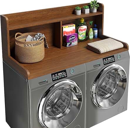 Corbyles washer dryer counter top, dark walnut