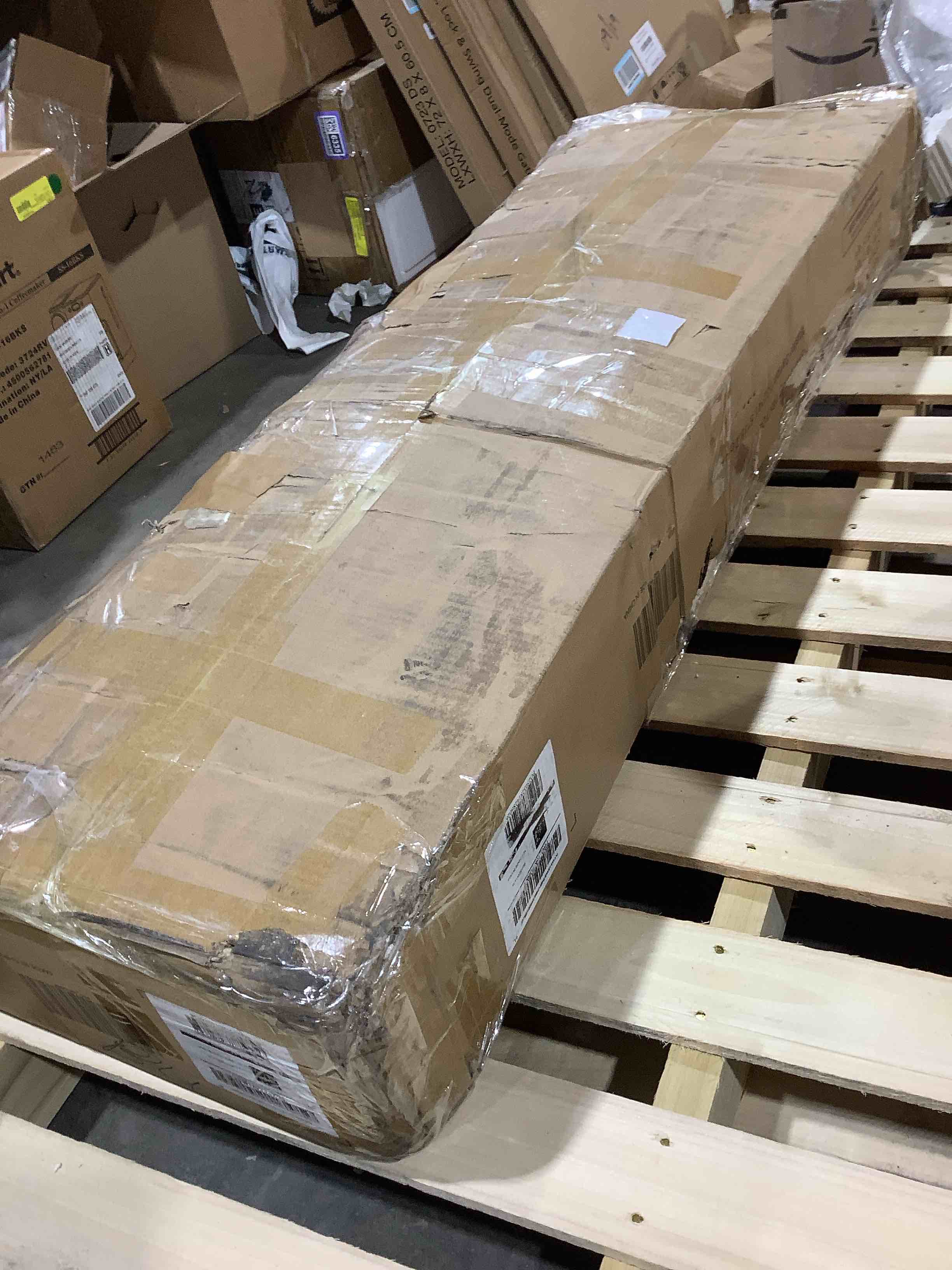 Condition photo showing Good Condition for 70 inch farmhouse bookcase with three drawers, tall wooden storage shelf