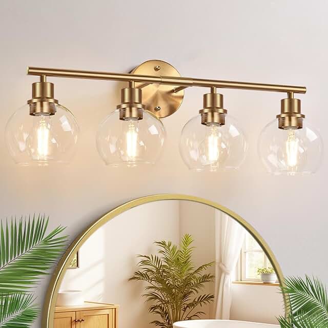 AANAY dimmable bathroom 4 globe gold vanity light