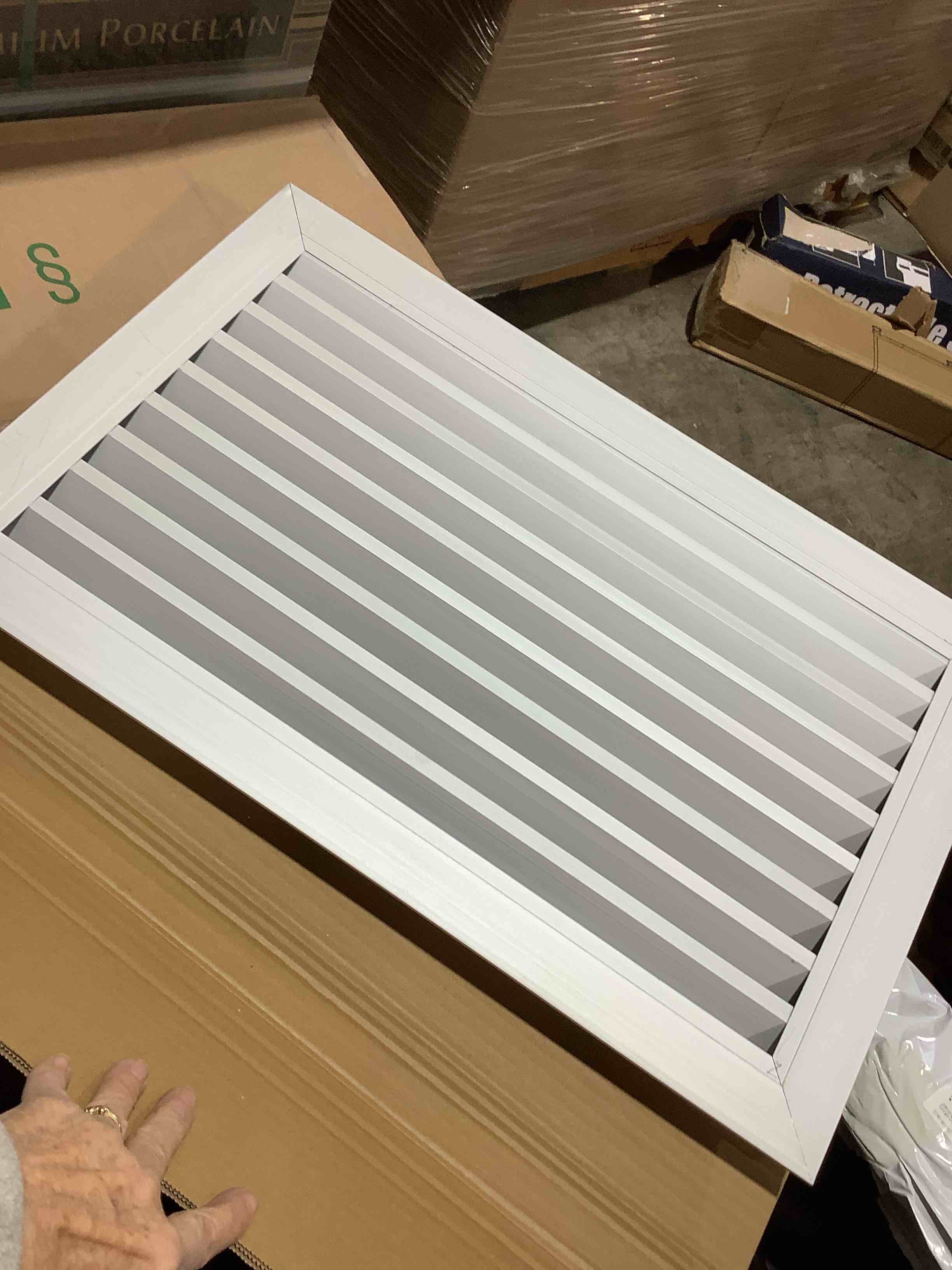 Condition photo showing Good Condition for 20 x 12 Inch Door Air Vent Cover, Aluminum Grille Ventilation Cover, Louvered Door Vent Grille for Cabinet Wardrobe Door,Silver Tone 20*12 inch