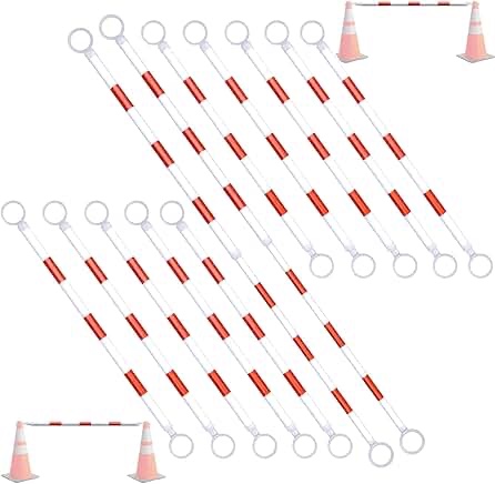 Kanye 12 pc 6-10' tractable cone bar, extendable traffic, safety cone bar with reflective film