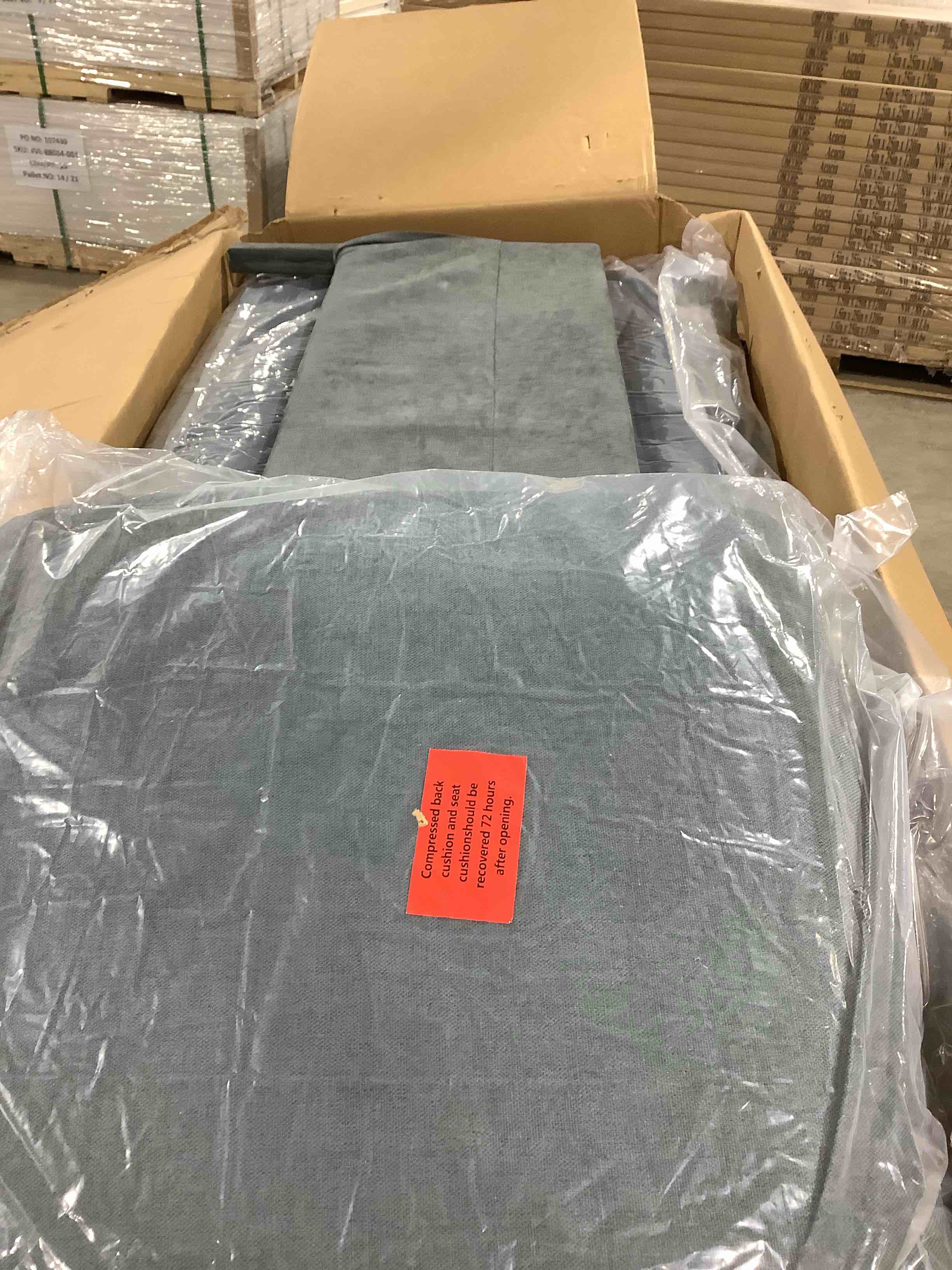 Gray blue sofa bed, incomplete 