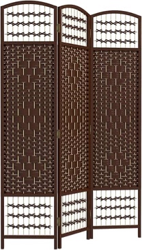 HOMCOM 3 Panel Room Divider, Folding Privacy Screen, 5.6' Room Separator, Wave Fiber Freestanding Partition Wall Divider, Brown