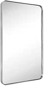 Silver trim metal wall mounted mirror, approximately 34" x 46"