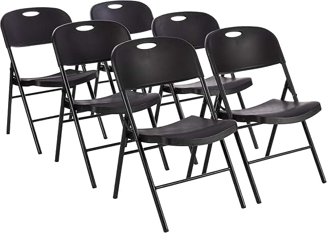 amazon basics folding plastic chair with 350-pound capacity - black, 6-pack (b07spydlcc)