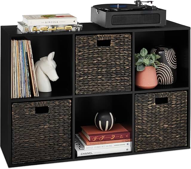6 cube Black storage cabinet 