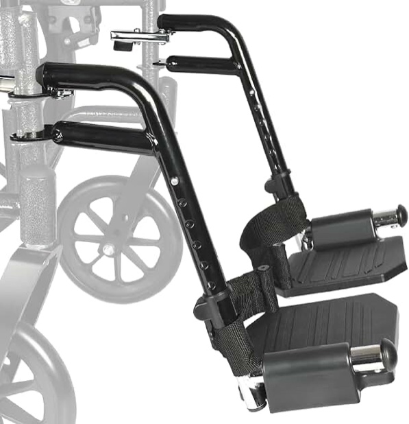 Wheelchair foot rest replacement adjustable footboard, and heel loop