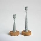 Ali's two piece aluminum table top candlestick set, grey