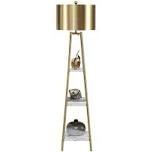 Rosen Garden LT7031 Floor Lamp with Round Shelves - Gold