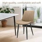 PU leather dining chair, upholstered, armless, color khaki