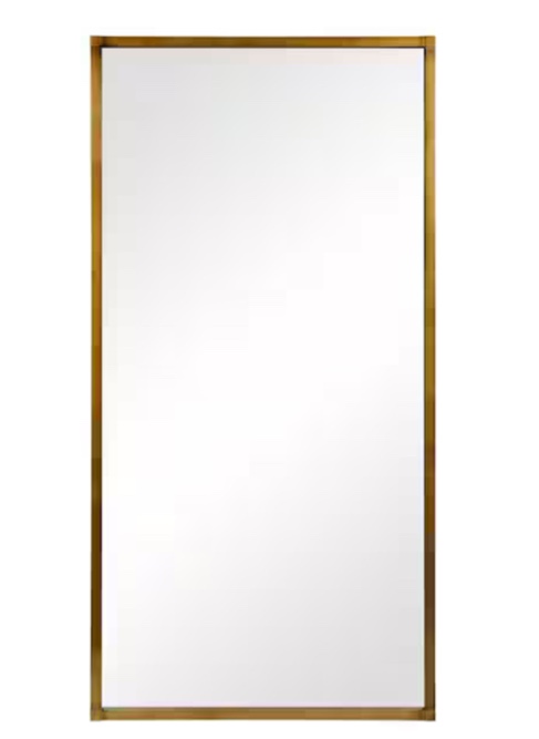 Brush, gold medal framed rectangular wall mirror, 80" x 40"