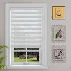 zebra blinds window, dual layer, roller shades, corded, horizontal, blind white, 5"x72"