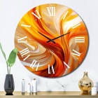 Orange, abstract warm fractal design vII metal wall clock