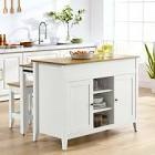 Ironck Three piece kitchen island set with storage cabinets and stools