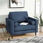 Garren 39.8" Square arm tufted club chair, blue