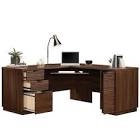 Sauder 426914 L shaped space mahogany finish Inglewood collection desk, 1 box of 2