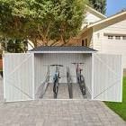 Outdoor 4 bike storage unit galvanized steel to whether gray shed