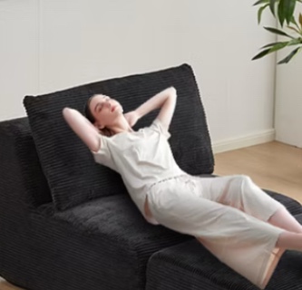 Perth armless, sofa Deep seat, single sofa, accent chair, black cord