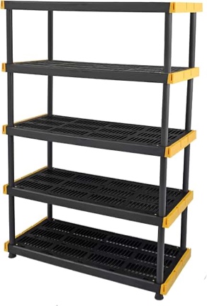 5 tier black yellow shelving