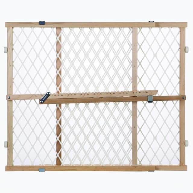 north states easy adjust diamond mesh pet gate  white  wood  26.5  - 42  x 23