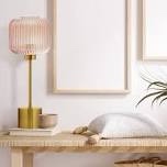 21" Jasmine Globe Shade Table Lamp Pink - River of Goods