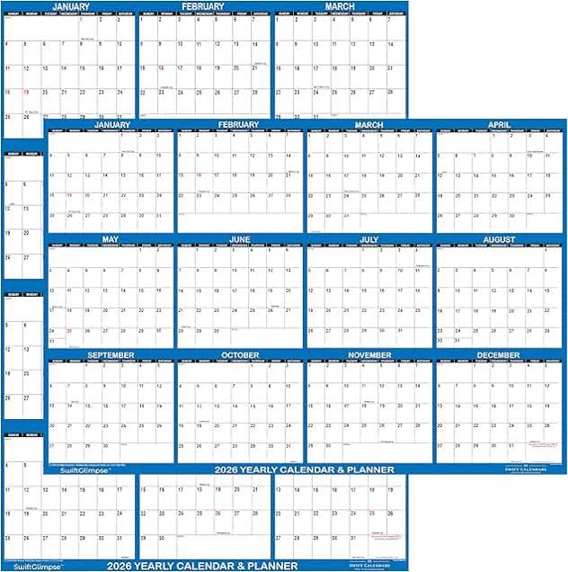 at-a-glance 2026 horizontal reversible erasable wall calendar extra large 48 x