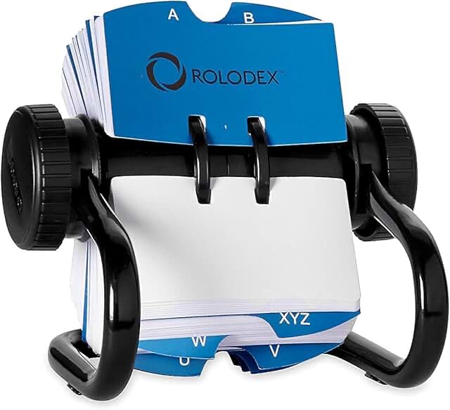 Rolodex Open Rotary Card Organizer with 500 2-1/4 x 4 Inch Cards and 24 A-Z Guides  Black