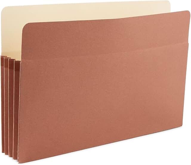 Staples 3 1/2 inch expanding file pockets, brown 25 count