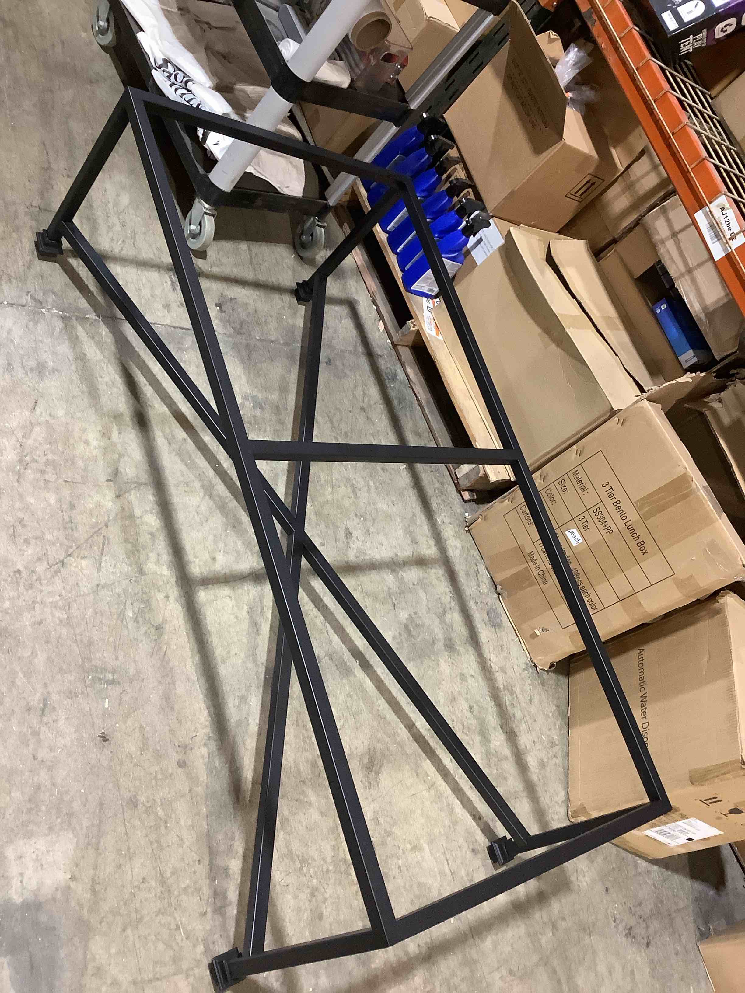Black metal coffee table, no top