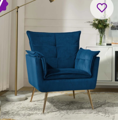 Toulouse tough back, upholstered velvet navy armchair