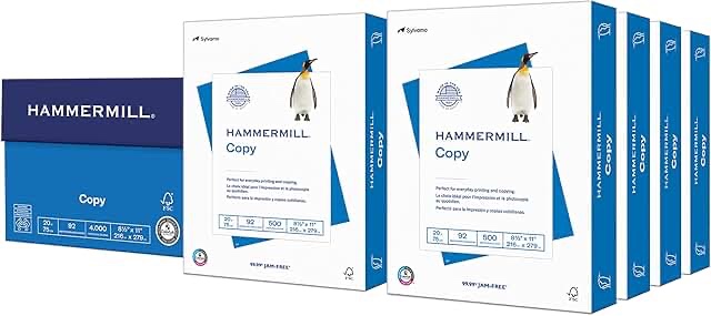 Hammermill Printer Paper, 20 lb Copy Paper, 8.5 x 11 - 10 Ream (5,000 Sheets) - 92 Bright, Made in the USA