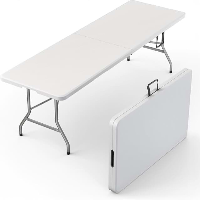 8 foot white graphite folded table