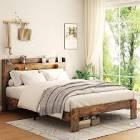 Rustic bedframe with headboard, queen king size, incomplete 