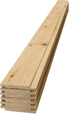 Rustic, shiplap boards natural, 1"x6"x8'