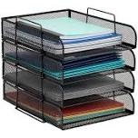 mind reader 4-tier stackable paper tray metal mesh black