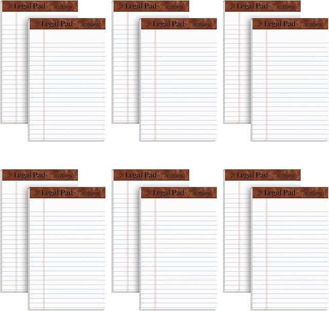 tops 5 x 8 legal pads, 12 pack, the legal pad brand, narrow ruled, white paper, 50 sheets per writing pad, made in the usa (7500)