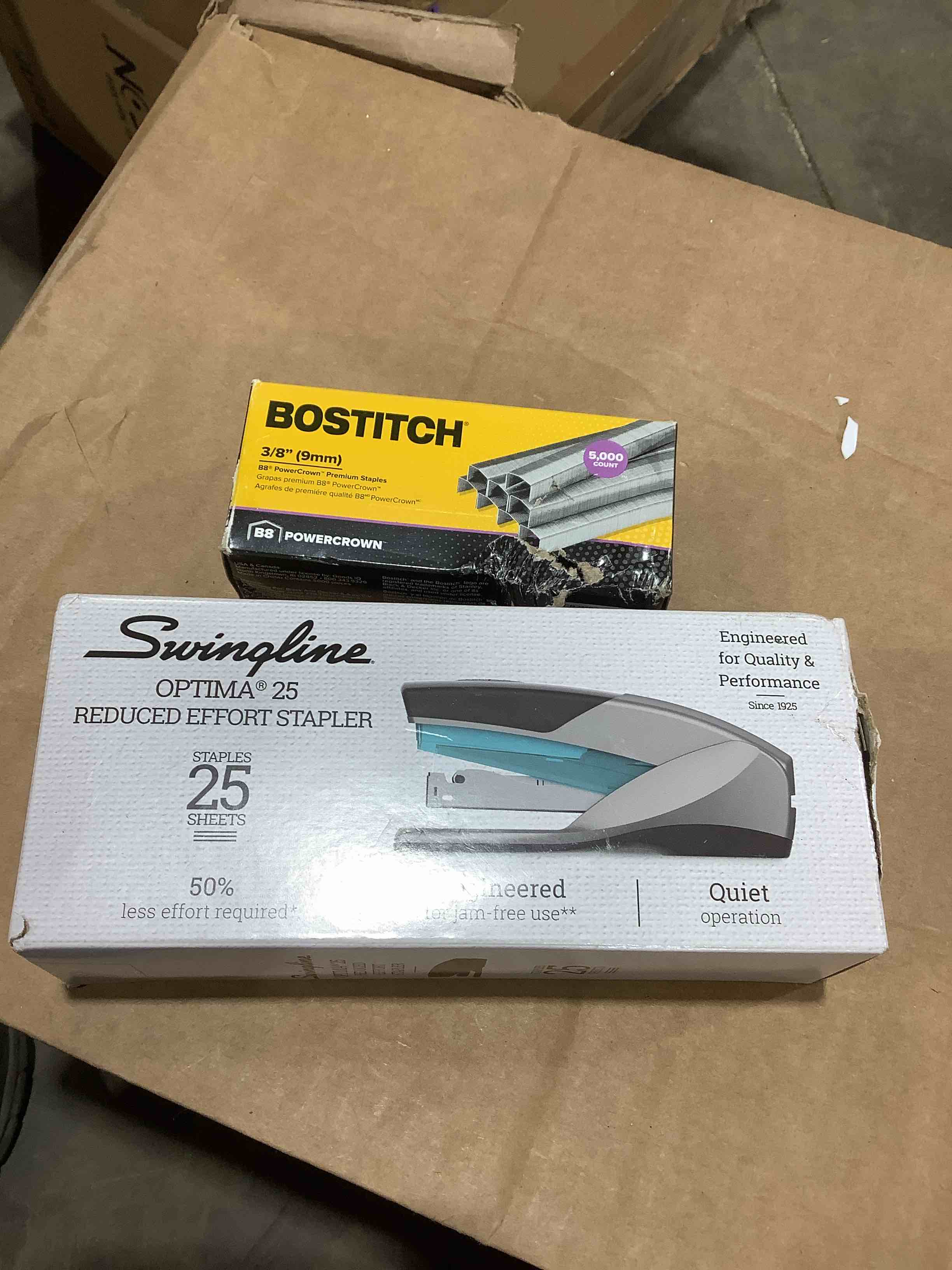 swingline® optima® 25 reduced effort stapler  25 sheets  blue/gray and staples