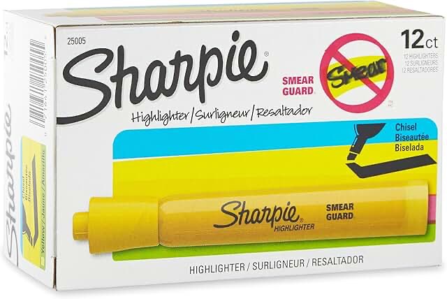 sharpie smearguard tank style highlighters  1 dozen (quantity)