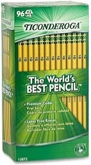 dixon ticonderoga wood-cased #2 hb pencils  box of 96  yellow, 8 boxes
